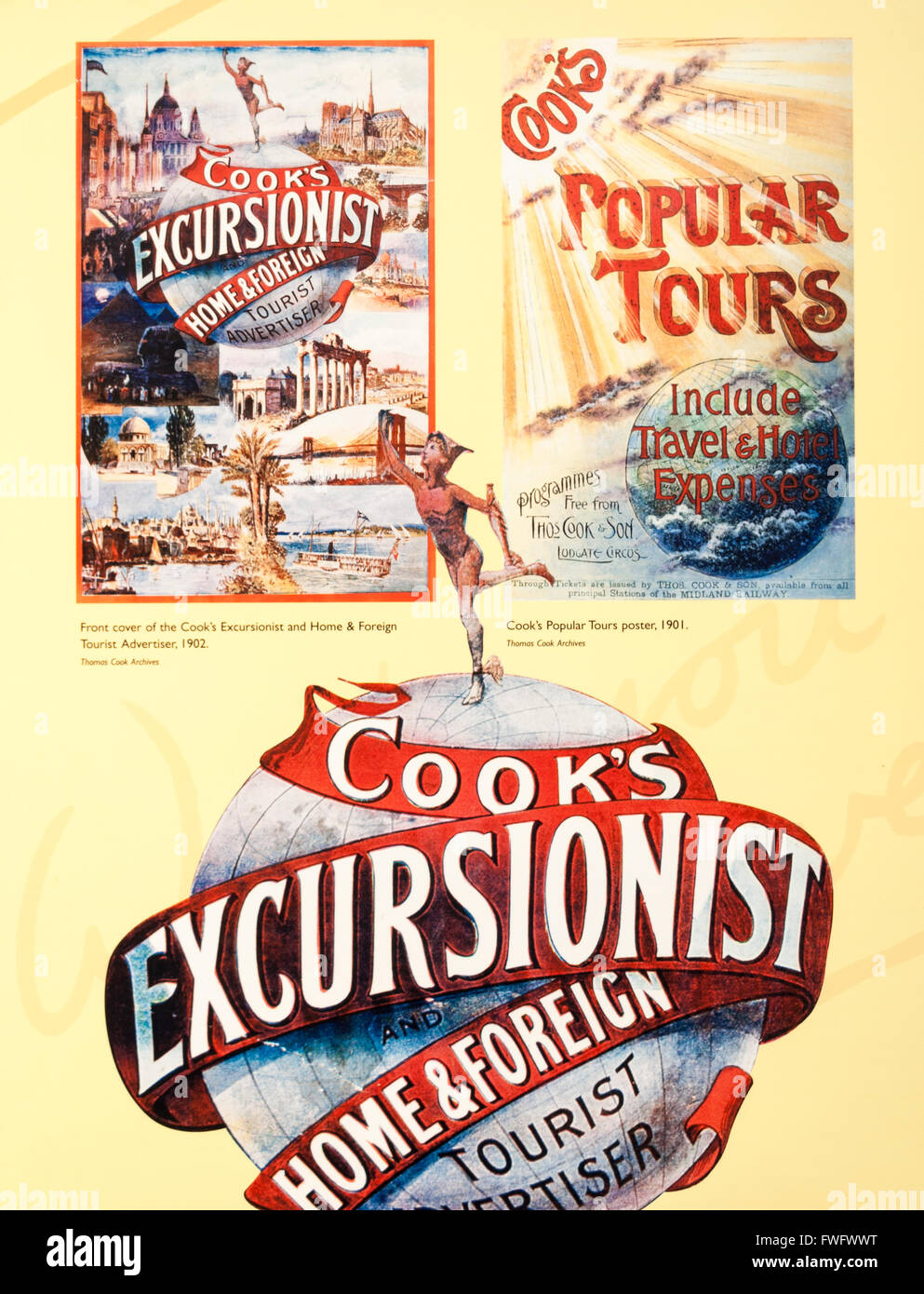 Thomas Cook. Vintage Cook`s Tours,Thomas Cook, travel poster. Travel/adventure/concept Stock Photo